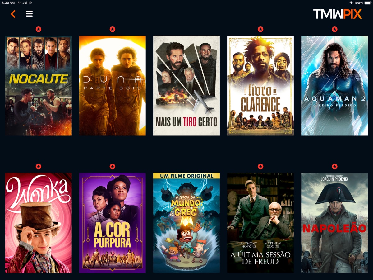 TMWPIX — iPad video-on-demand catalogue grid