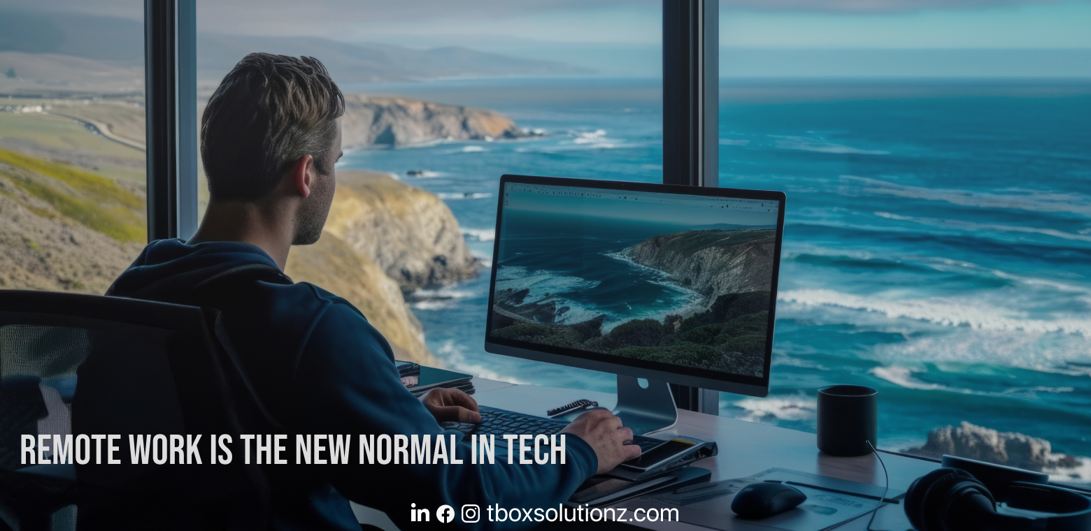 A person working remotely in a sea-facing motel room.